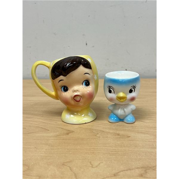 Vintage Miss Cutie Pie Mug & Blue Bird Egg Cup - see all photos