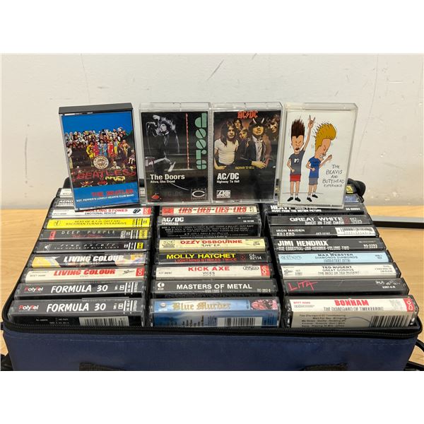 60 Cassette Tapes in Carry Bag - good mix, see all photos for details