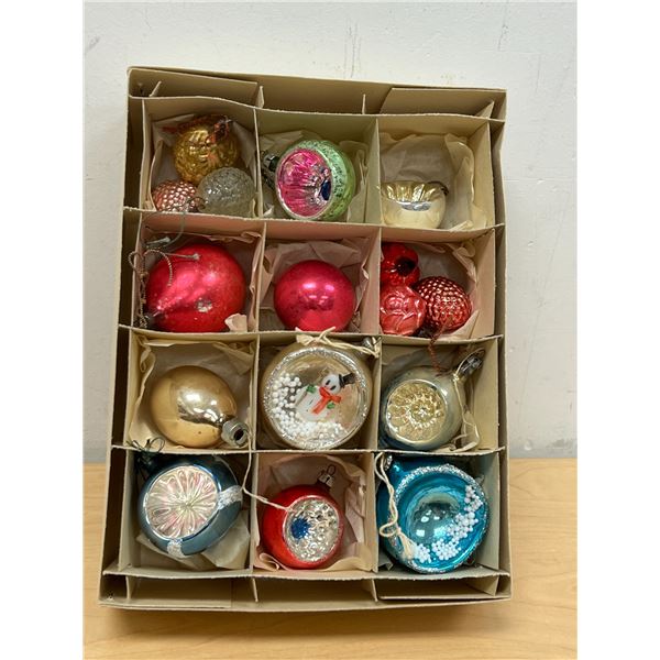 Box of Vintage Blown Glass Christmas Ornaments - see all photos