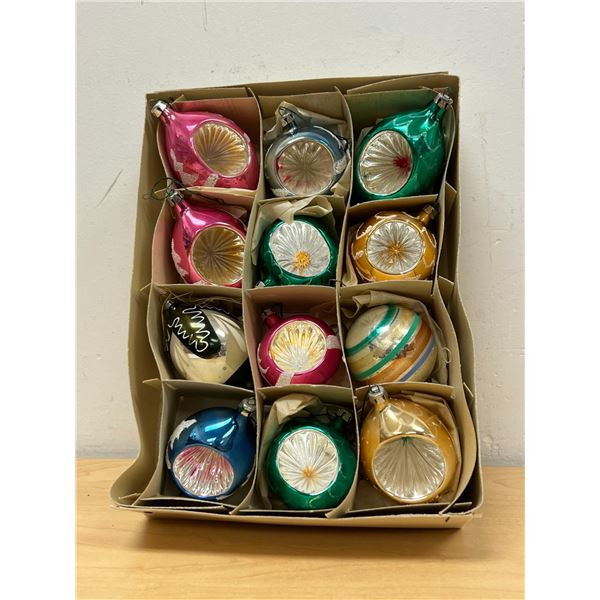 Box of Vintage Blown Glass Christmas Ornaments - see all photos
