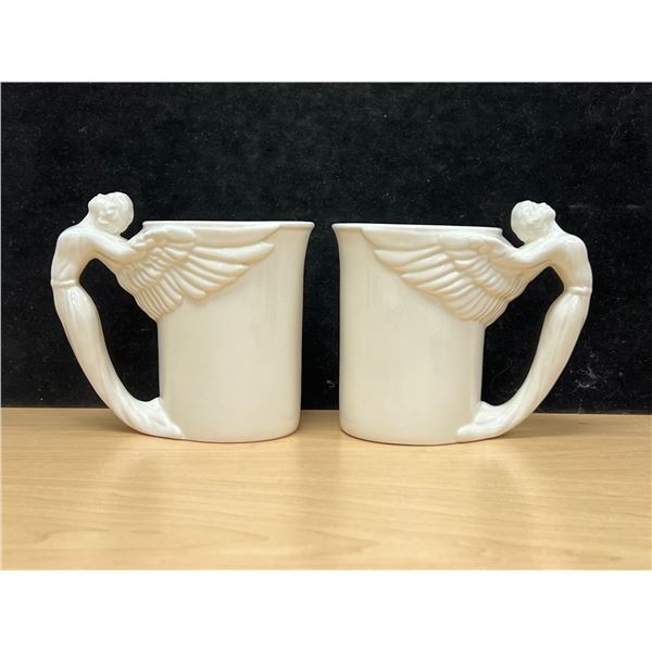 2 McConnell Ceramic Angel Handle Coffee Mugs