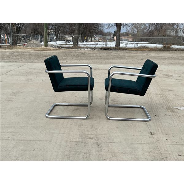 2 Tubular Chrome Arm Chairs - Approx: 22.5"W 30"T 24"D and 17.5" seat height