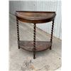 Image 1 : Antique Oak Demi Lune / Half Moon Side Table - Approx: 30.25x15" & 33"T