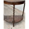 Image 2 : Antique Oak Demi Lune / Half Moon Side Table - Approx: 30.25x15" & 33"T