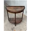 Image 4 : Antique Oak Demi Lune / Half Moon Side Table - Approx: 30.25x15" & 33"T