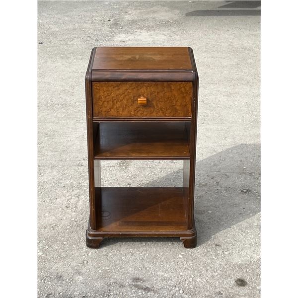 Antique Deco Side Table with Drawer - Approx: 13.5x12" & 24"T