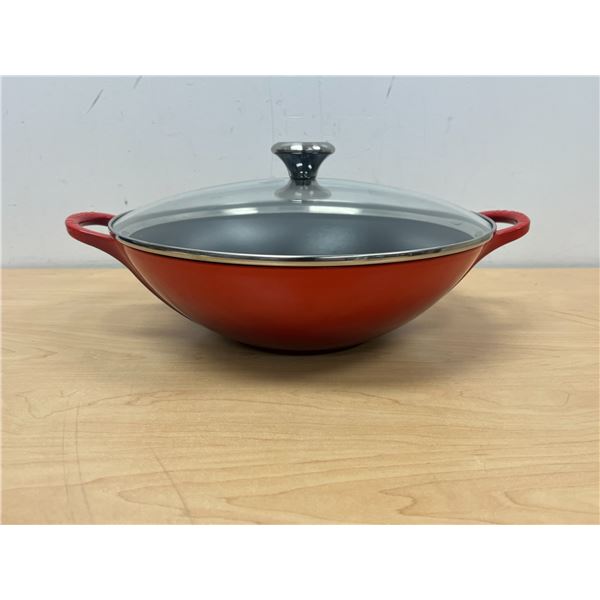 Le Creuset (France) Enamelled Cast Iron Wok - some use, see all photos
