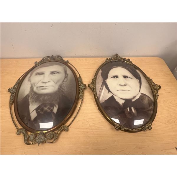 Vintage Convex Glass / Metal Picture Frames - Largest approx: 24.5x17"