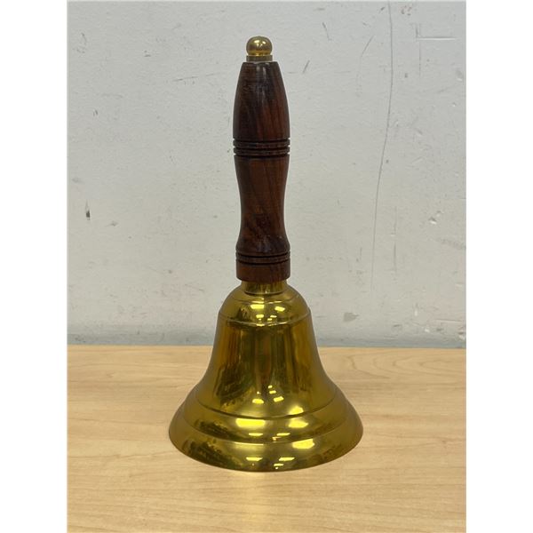 Nice Brass with Wood Handle Dinner / School Bell 8" WORKS