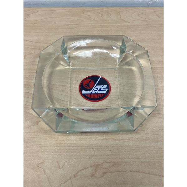 Vintage Winnipeg Jets Heavy / Thick Glass Ashtray 8.25"