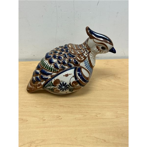 Large Signed Tonala Jal Ceramic Bird Pheasant - Approx: 11"W 8"T