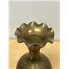 Image 5 : Large Etched Brass Ruffled Top Vase - Approx: 11.5"T