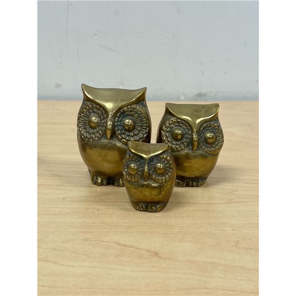 Brass Owl Family - tallest 3"
