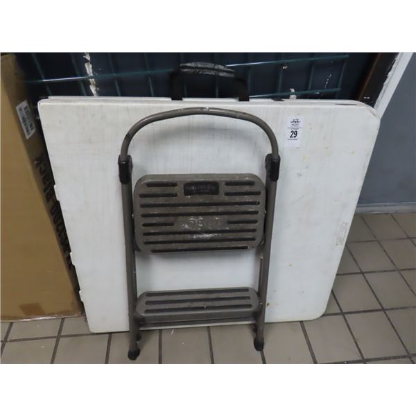 Plastic 4' Folding Banquet Table, Step Stool