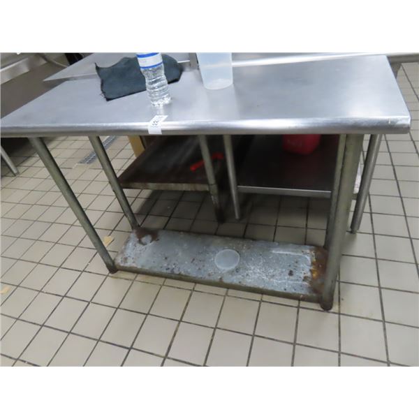 S/S  4'  Bullnose Island Table w/Undershelf