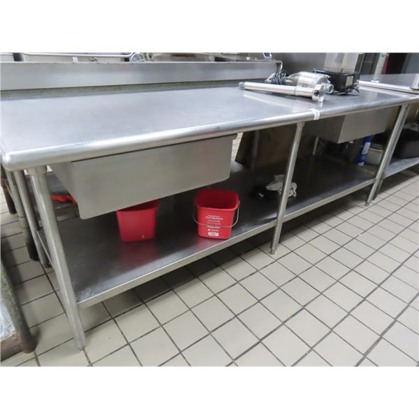 S/S Bullnose 8'  Island Table w/2 Drawers and Undershelf