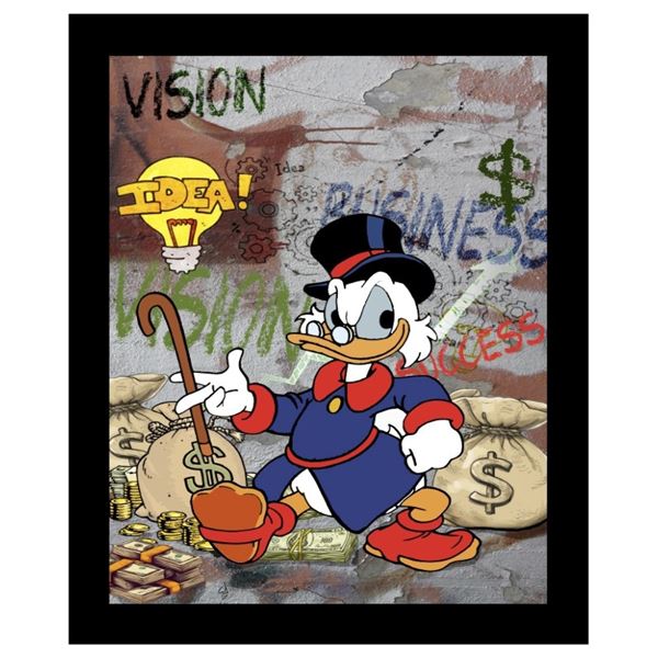 Exclusive Artist "George Davis" Fine Art Giclee Canvas ''Scrooge McDuck Idea to Success'' Hand Signe