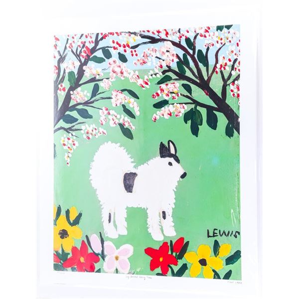 MAUDE LEWIS Canada's Folk Art Artist - "Dog Beneath Cherry Trees" 16 x 20" Fine Art Giclee