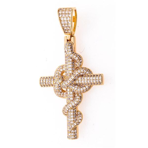 18kt BGO Pave Set Crucifix Pendant Swarovski Elements