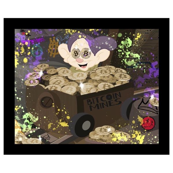 Exclusive Artist "George Davis" Fine Art Giclee Canvas ''Mining Bitcoin'' Hand Signed - Ships in a T