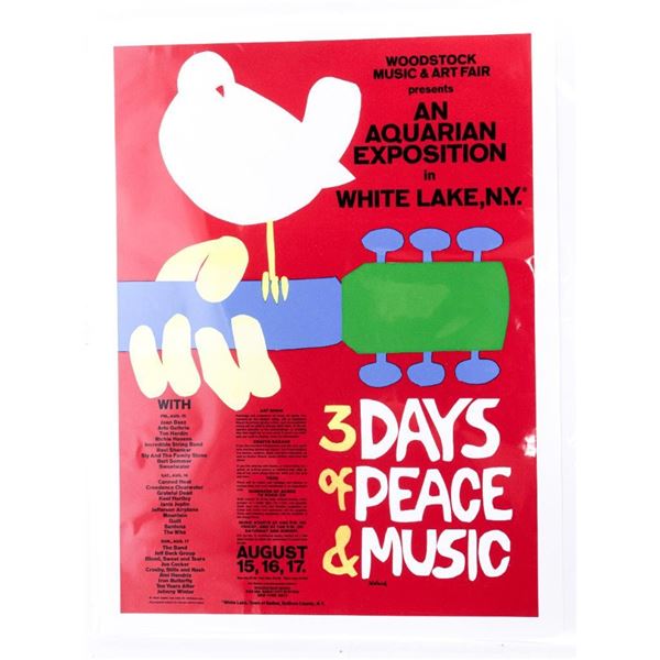 WOODSTOCK Poster -3 Days of Peace & Music