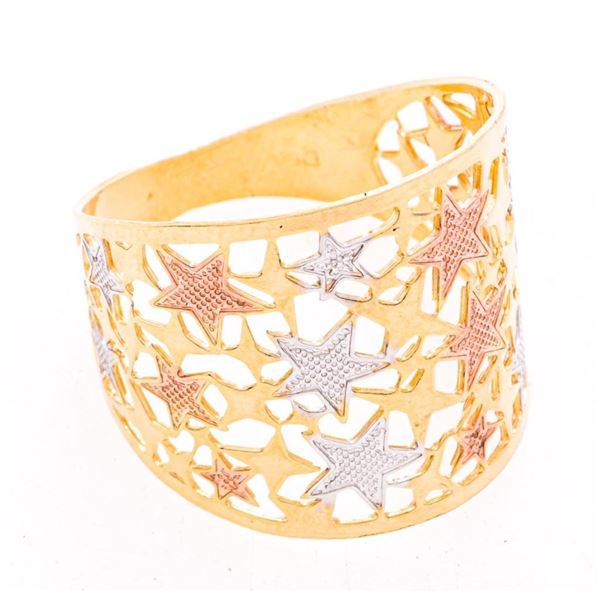 18kt Gold Overlay Stacking Star Design Ring Size 8