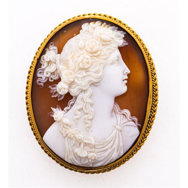 Vintage (Over 100 Years) c1900's  14kt Gold Hand Carved Cameo Broach/Pin