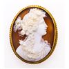 Image 1 : Vintage (Over 100 Years) c1900's  14kt Gold Hand Carved Cameo Broach/Pin
