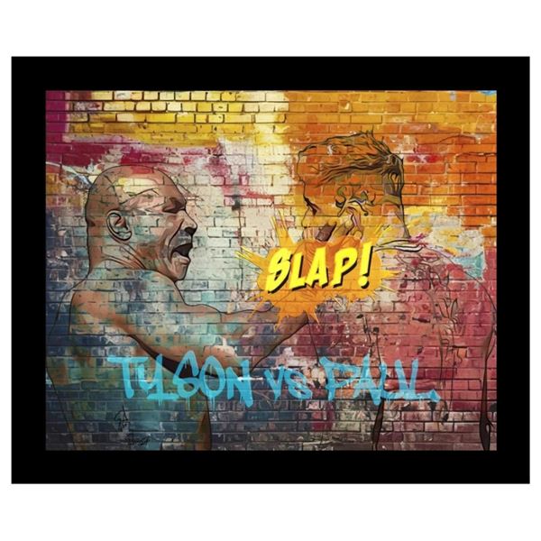 Exclusive Artist "George Davis" Fine Art Giclee Canvas ''Tyson vs Paul The Slap'' Hand Signed - Ship