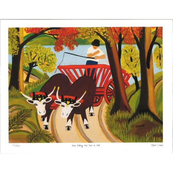 MAUD LEWIS -Canadian Folk Artist - Nova Scotia - Fine Art Giclee - Team of Oxen, Hay Wagon LE Plate 