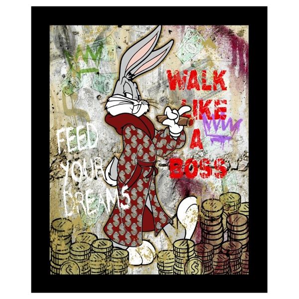 Exclusive Artist "George Davis" Fine Art Giclee Canvas ''Bugs Bunny Walk Like a Boss'' Hand Signed -