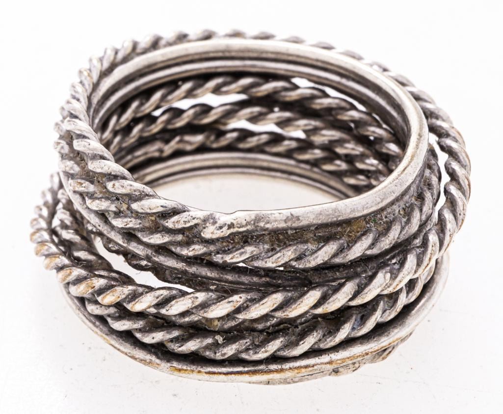 Vintage Sterling Silver Ring, Multi Rope Wrap Design