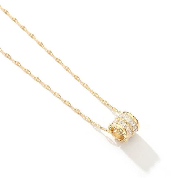18kt GP Necklace w/ Roll Pendant CZ
