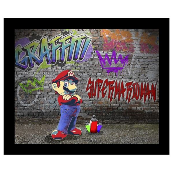 Exclusive Artist "George Davis" Fine Art Giclee Canvas ''vis Canvas_26 Super Mario Graffiti Man'' Ha