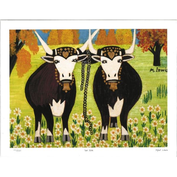 MAUD LEWIS -Canadian Folk Artist - Nova Scotia - Fine Art Giclee - Team of Oxen, Hay Wagon LE Plate 