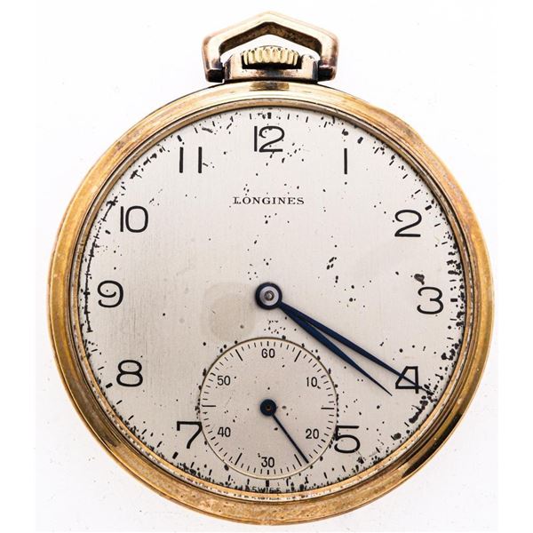 Vintage "LONGINESS" Pocket Watch, Art Deco Gold Plated Case.