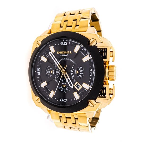DIESEL 10BAR Chrono Qtz. Watch Gold Stainless Like New