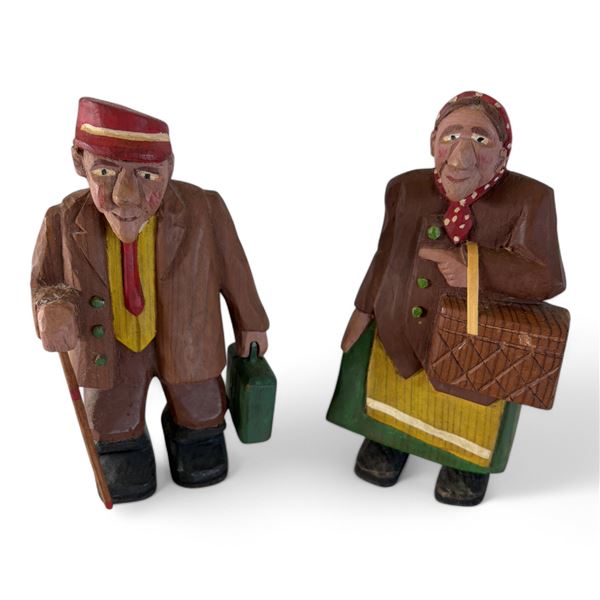 MAN AND WOMAN CARVING SET OF 2