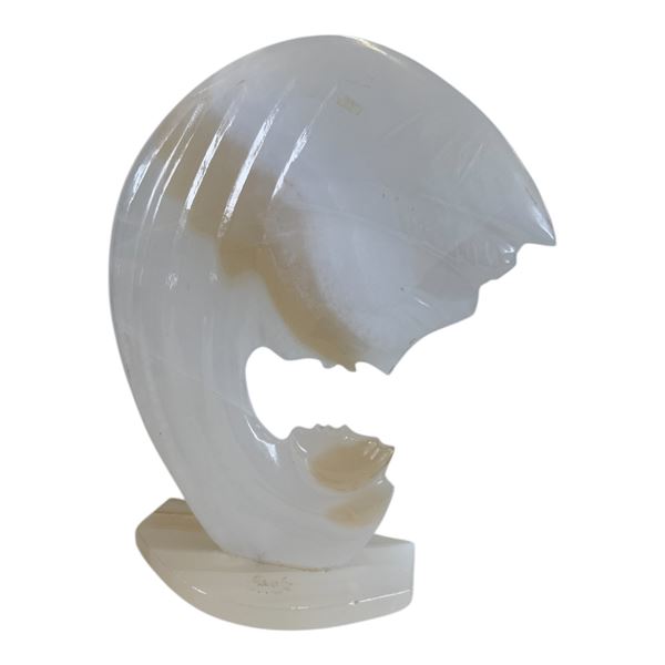 MARBLE CARVED CHILD AND MOTHER SILHOUETTE