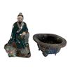 Image 1 : LOT OF 2 - ORIENTAL FIGURINE AND ASHTRAY