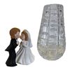 Image 1 : LOT OF 2 - CRYSTAL VASE AND WEDDING CAKE TOPPER