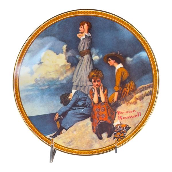 NORMAN ROCKWELL PLATE - WRITING ON THE SHORE