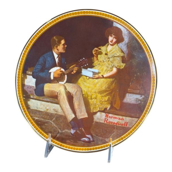 NORMAN ROCKWELL PLATE - PONDERING ON THE PORCH