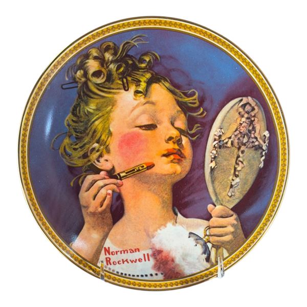NORMAN ROCKWELL PLATE - MAKING BELIEVE AT THE MIRROR