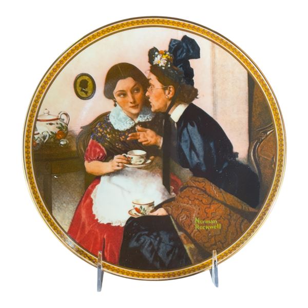 NORMAN ROCKWELL PLATE -  GOSSIPING IN THE ALCOVE