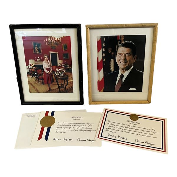 LOT OF 2 FRAMED PHOTOS - NANCY AND RONALD REAGAN