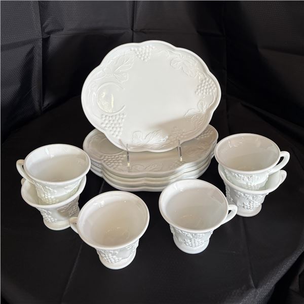 MILK GLASS TEA SET OF 6
