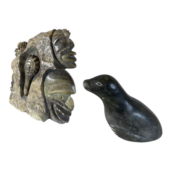 LOT OF 2 STONE CARVINGS