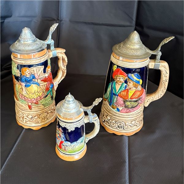 LOT OF 3 BEER STEINS