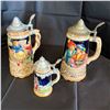 Image 1 : LOT OF 3 BEER STEINS